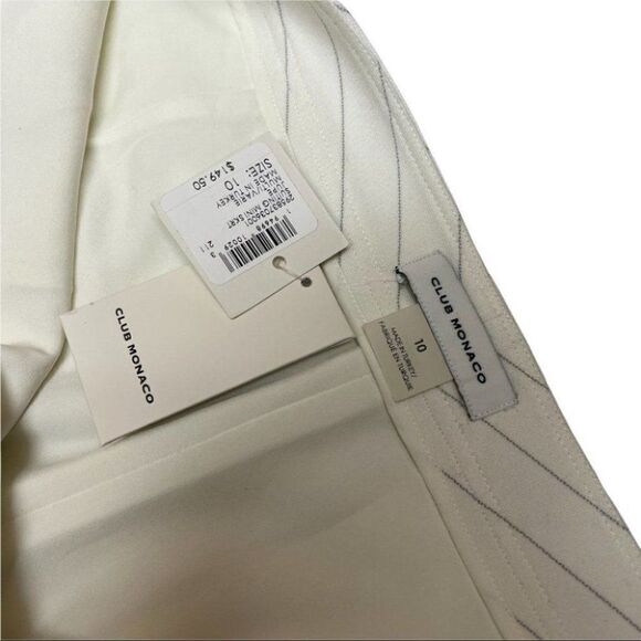 Club Monaco Suiting Mini Skirt Belted Pinstripe Pockets Nautical - Picture 6 of 11